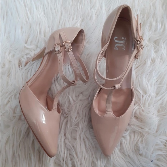JG Shoes - JG nude patent leather ankle straps shoes